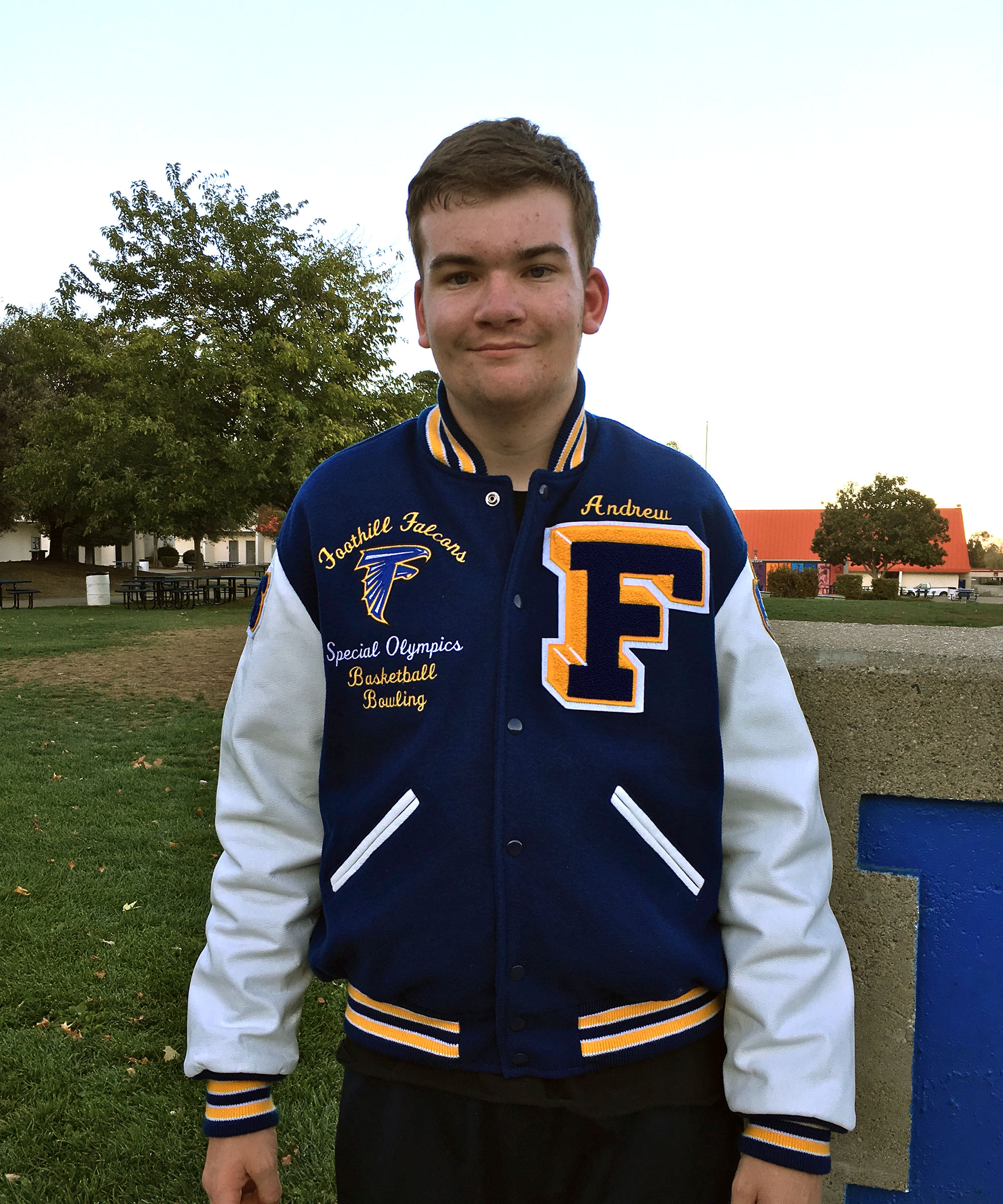 Andrew and Letterman Jacket