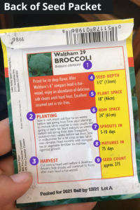 Front of Broccoli seed packet