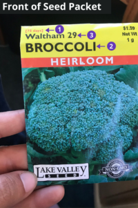 Front of Broccoli seed packet
