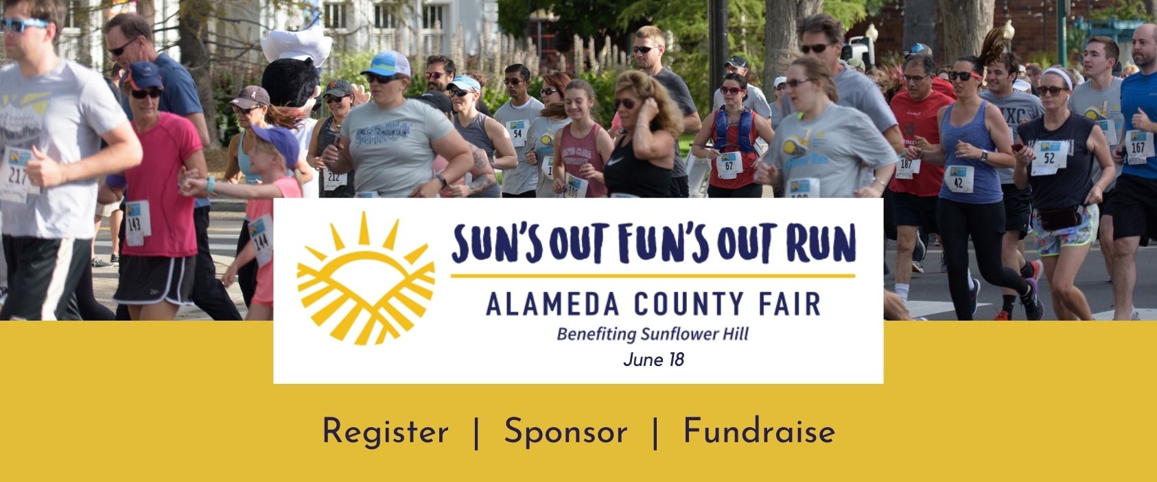 Alameda County Fair Sun's Out Fun's Out fun run on June 18, benefiting Sunflower Hill. Image of runners.
